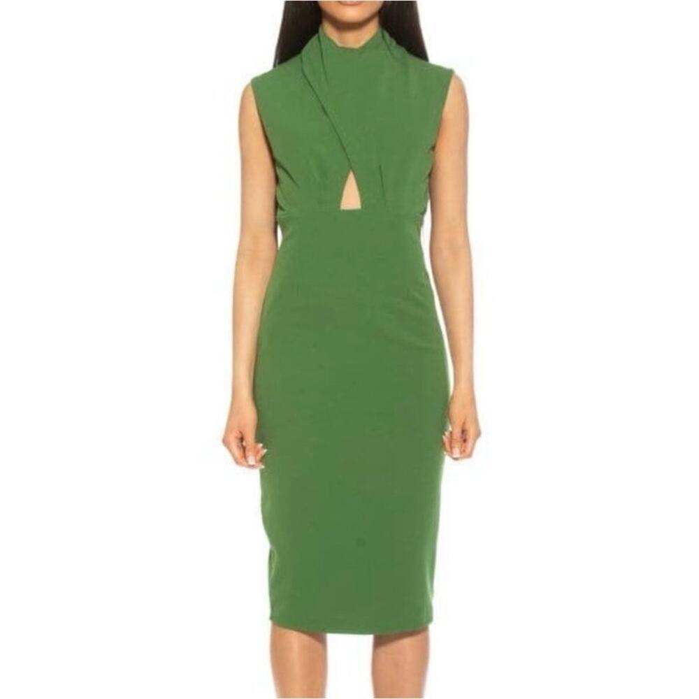 Alexia Admor Eloise Green Draped Wrap Sheath Dress Size M